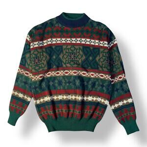 Interim Vintage Womens Geographic‎ Print Wool Blend Sweater Size L